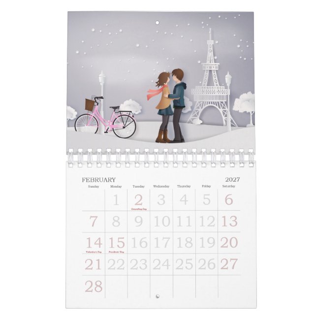 Papercut Kärlek & Romantik Par Kalender (Feb 2027)