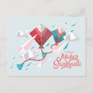 Papercut Makar Sankranti kites Inbjudan Vykort