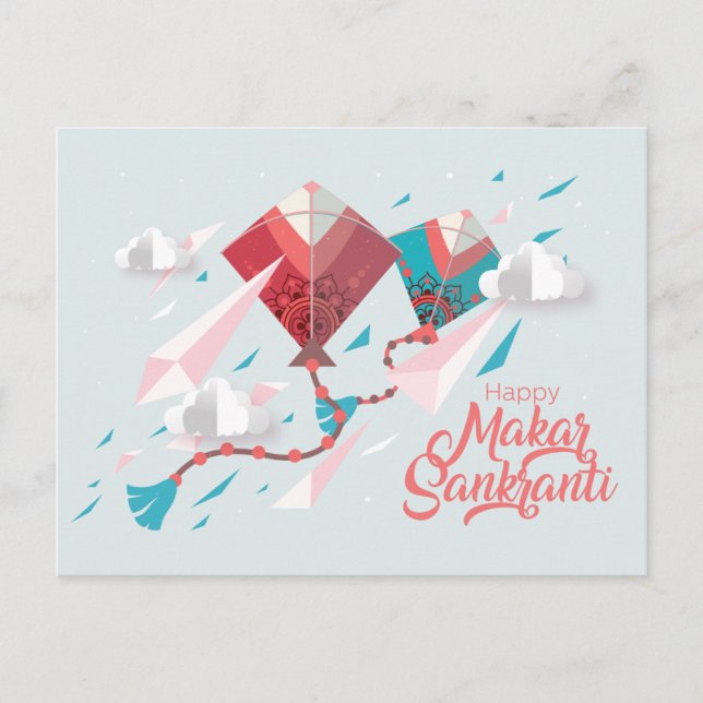 Papercut Makar Sankranti kites Inbjudan Vykort (Framsida)