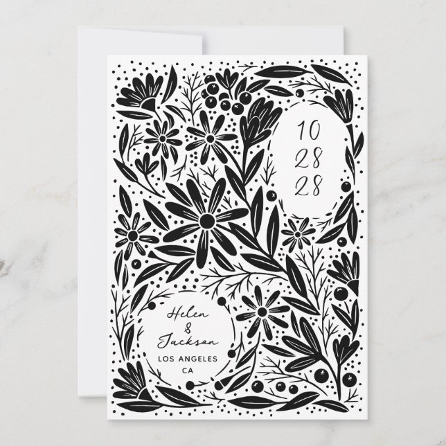 Papercut Rustic Flowers Spara Datumet (Framsida)