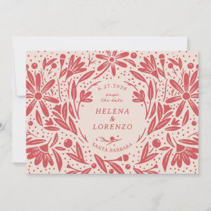 Papercut Rustika Blommor Antik Röd Spara Datumet