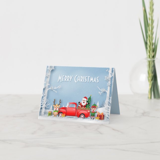 Papercut Santa & Friends Red Lastbil Helgkort (Framsida)