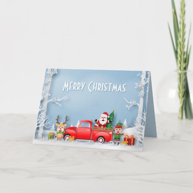 Papercut Santa & Friends Red Lastbil Helgkort (Framsida)