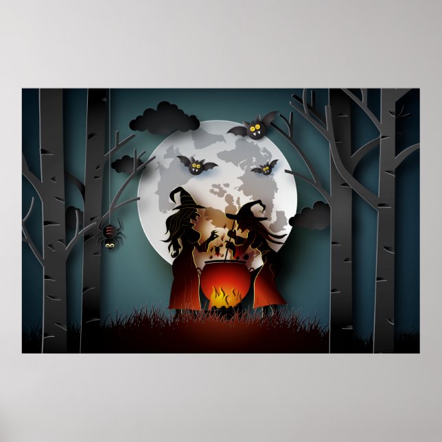 Papercut Witches i Skogen Poster (Framsidan)