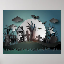 Papercut Zombie Graveyard & Spöken Poster