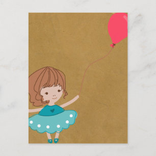 PaperFruktballon Girl-vykort Vykort