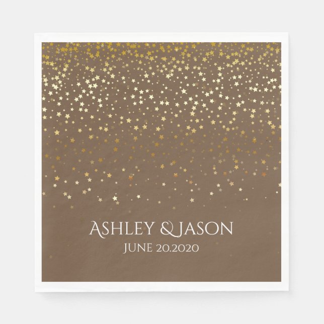PAPERPARTY ENGANGSNAPKINER SMÅ GYLLENE STJÄRNOR PAPPERSSERVETT (Framsidan)