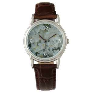 Paperwhite Narcissus delikata vita blommor Armbandsur