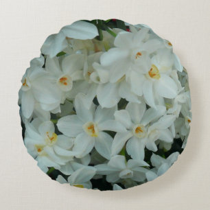 Paperwhite Narcissus delikata vita blommor Rund Kudde