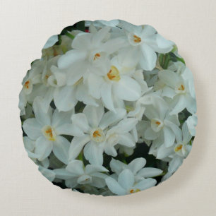 Paperwhite Narcissus delikata vita blommor Rund Kudde