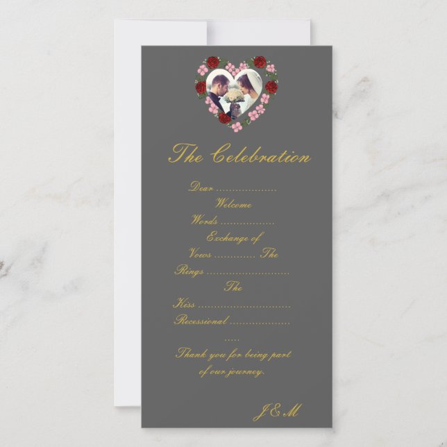 Papeterie de mariage - Programme de mariage gris (Framsida)
