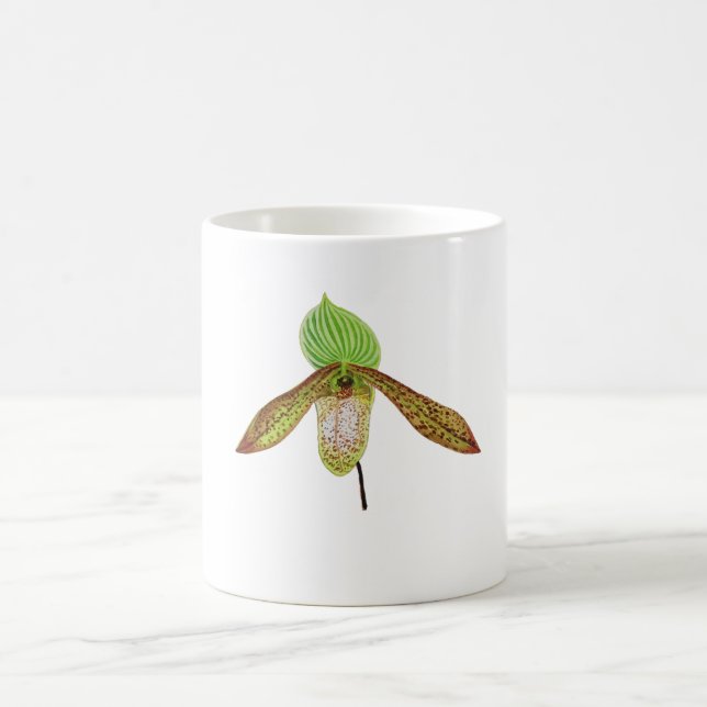 Paphiopedilum Orkidé Botanisk Akvarellmålning Kaffemugg (Center)
