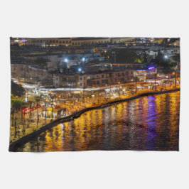 Paphos alfront på natten, drakonvy kökshandduk