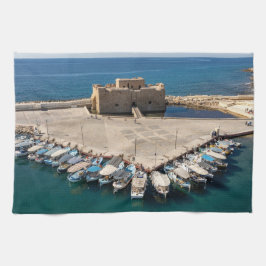 Paphos Castle Harbour Tea Towel - original-foto Kökshandduk
