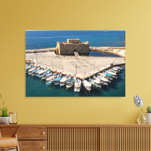 Paphos Castle och Harbour drone view Canvastryck