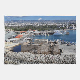 Paphos Castle och Harbour från havet Kökshandduk