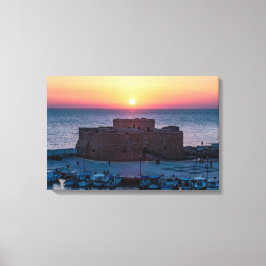 Paphos Castle vid sunset, drone view Canvastryck