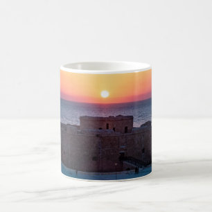 Paphos Castle vid sunset, drone view Kaffemugg