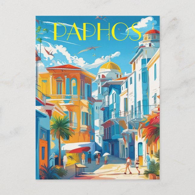 Paphos City, Cypern, turnering souvenir Helg Vykort (Framsida)