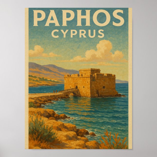 Paphos Cypern fort vintage resor Poster (Framsidan)