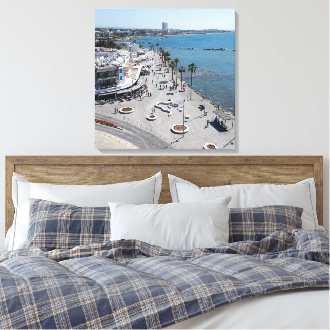Paphos havsfrontpromenad filmad med drönare canvastryck (Insitu (sovrum))