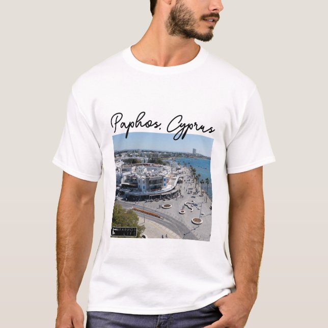 Paphos Seafront drone view 2 T Shirt (Framsida)