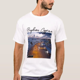 Paphos Seafront på natten, Namnteckning T Shirt