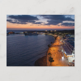 Paphos strandpromenad och hamn på natten vykort