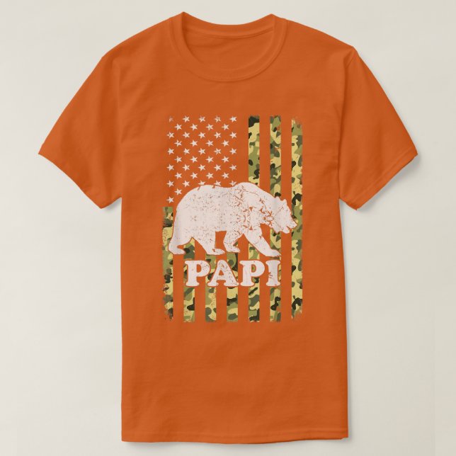 Papi Bear Camping Hiking Camouflage Förenta stater T Shirt (Design framsida)