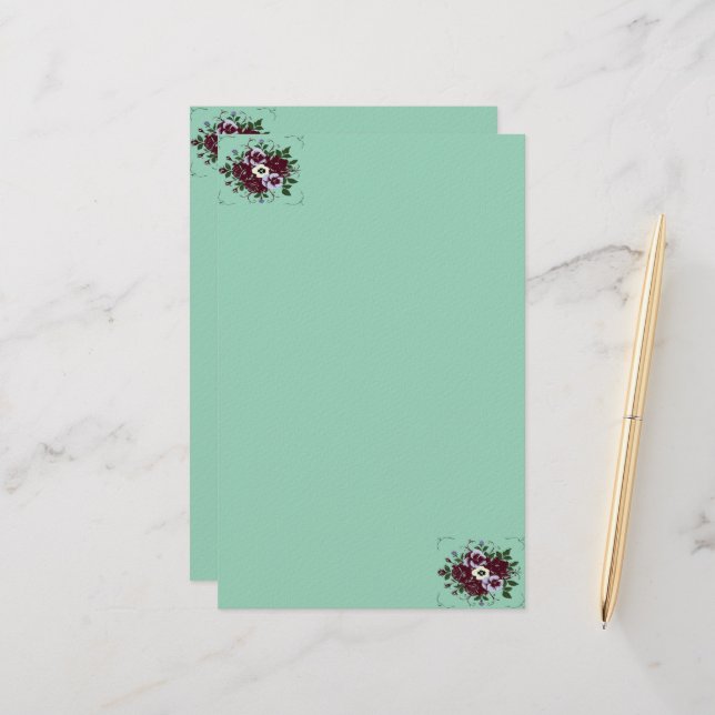 Papier à Lettres Botanique  Bouquet de Violettes Brevpapper (Fram/Back In Situ)