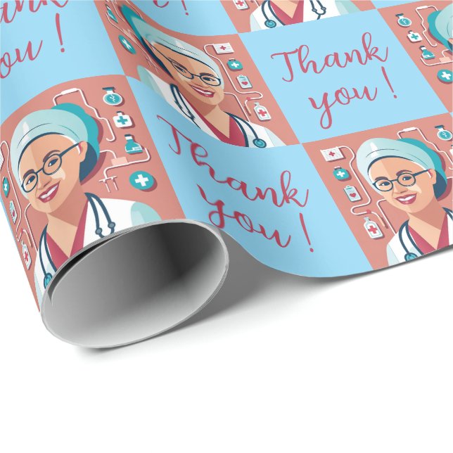 Papier Cadeau infirmière remerciement Presentpapper (Rullad Hörn)