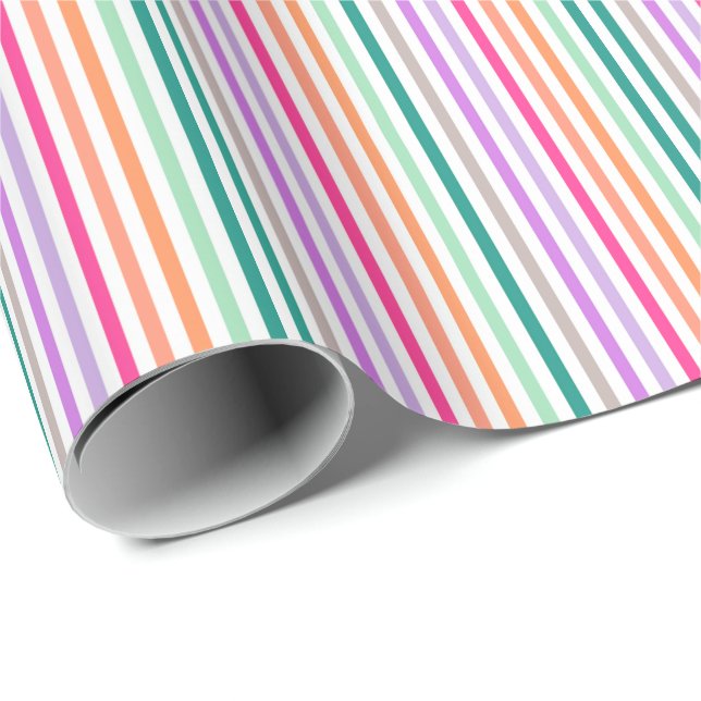 Papier Cadeau lignes couleurs pastels 2 Presentpapper (Rullad Hörn)