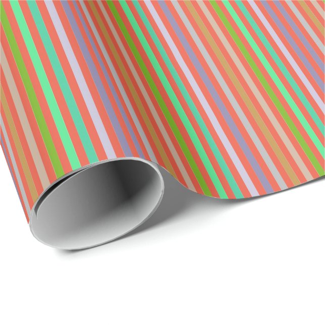 Papier Cadeau lignes couleurs pastels 5 Presentpapper (Rullad Hörn)