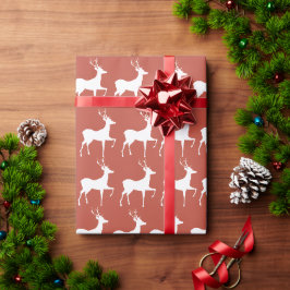 Papier Cadeau Rennes de Noël Rouges Presentpapper