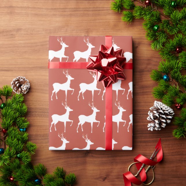 Papier Cadeau Rennes de Noël Rouges Presentpapper (Julgåva)