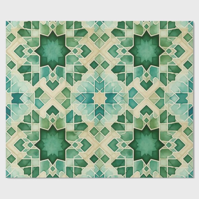 Papier Cadeau Zellige Vert Turquoise Presentpapper (Platt)