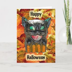 Papier Mache Halloween Cat Card Kort