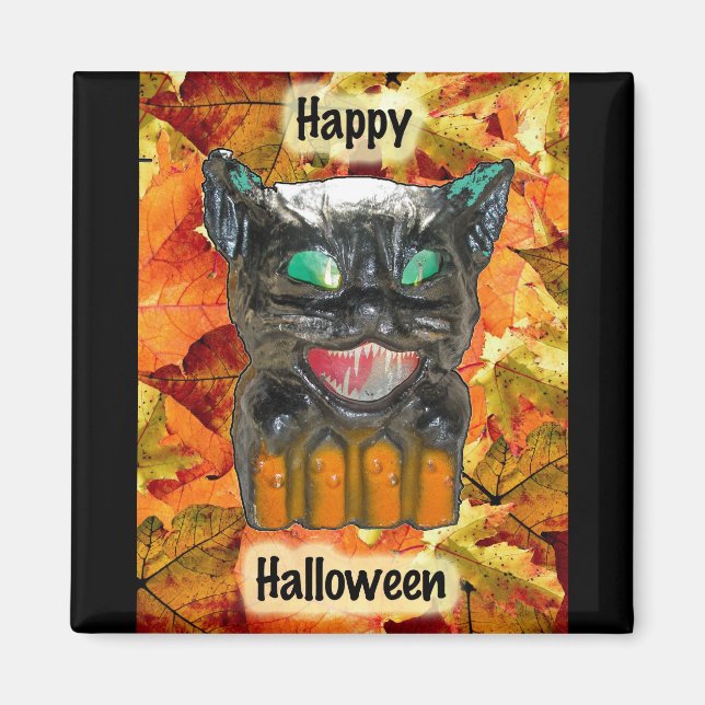 Papier Mache Halloween Cat Magnet (Framsidan)