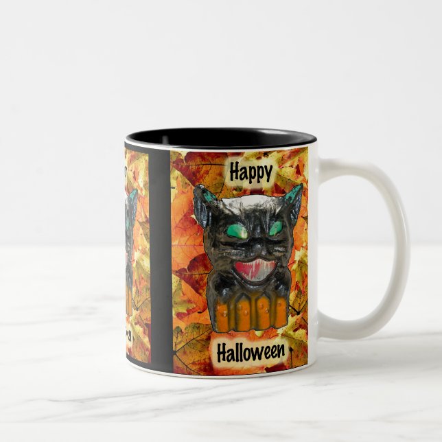 Papier Mache Halloween Cat Mugg (Höger)