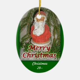 Papier Mache Red Jackat Santa Personalize År Julgransprydnad Keramik