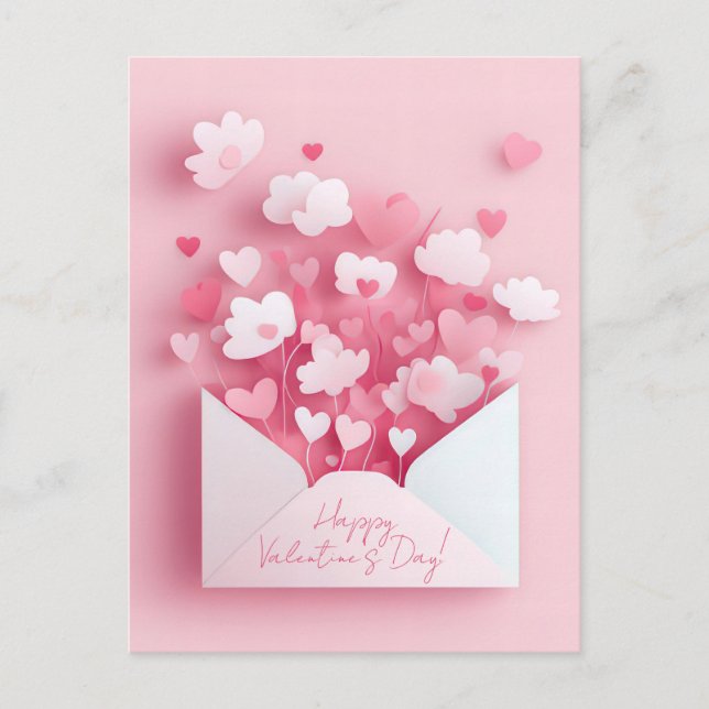 Papierschnitt Herzen und Wolken Valentinestag Vykort (Framsida)