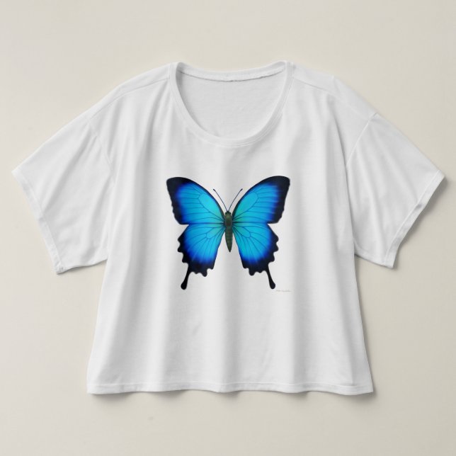 Papilio Ulysses Butterfly Dam Skörd Shirt Tröja (Design framsida)