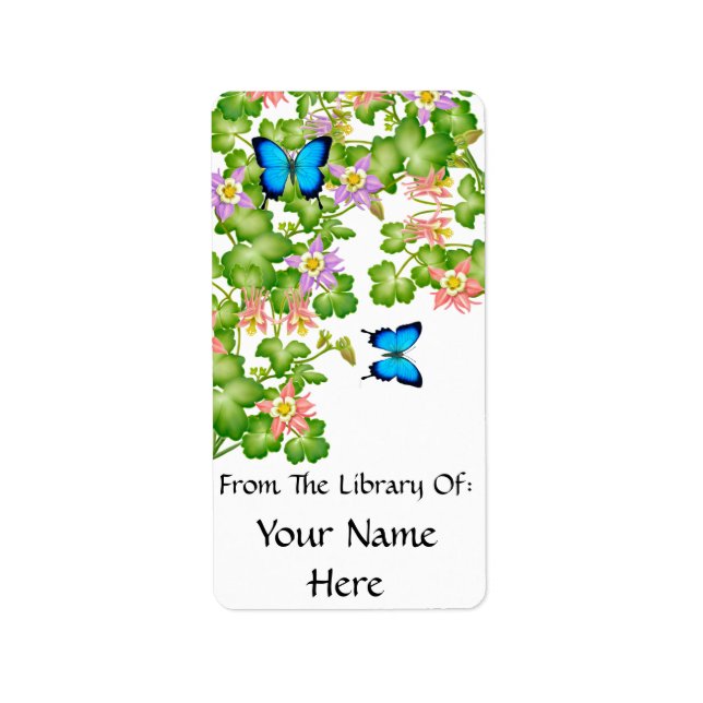 Papilio Ulysses fjärilsbokägarmärke Adressetikett (Framsidan)
