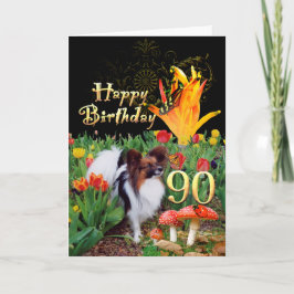 Papillion hund 90-årsjubileum för födelsedagskort  kort