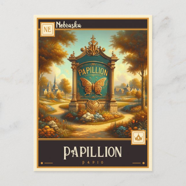 Papillion, Nebraska | VINTAGE Vykort (Framsida)