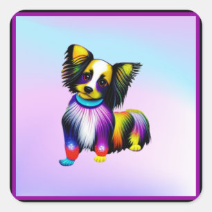 Papillion Pop Art Pastel Fyrkantigt Klistermärke