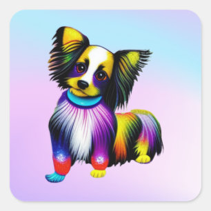 Papillion Pop Art Pastel Fyrkantigt Klistermärke