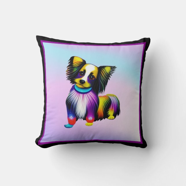 Papillion Pop Art Pastel Kudde (Framsida)