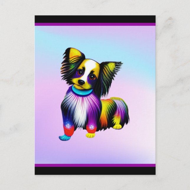 Papillion Pop Art Pastel Vykort (Framsida)