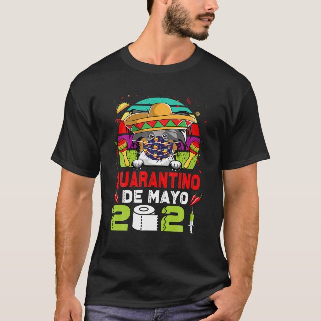 Papillon Ansikte Mask Quarantino Funny Cinco De M T Shirt (Framsida)